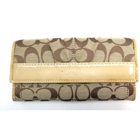 Coach Handbags - Coach Womens Clutch Wallet Signature Canvas Leather Bifold
